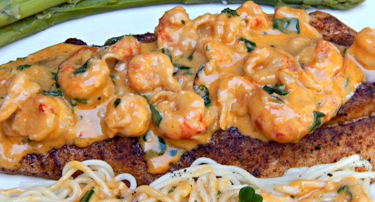 Pan-Fried Speckled Trout with Creamy Crawfish Sauce - This Ole Mom