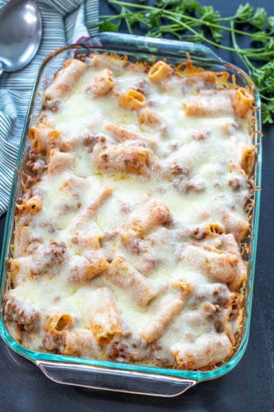 Cheesy Rigatoni Sausage Bake - This Ole Mom