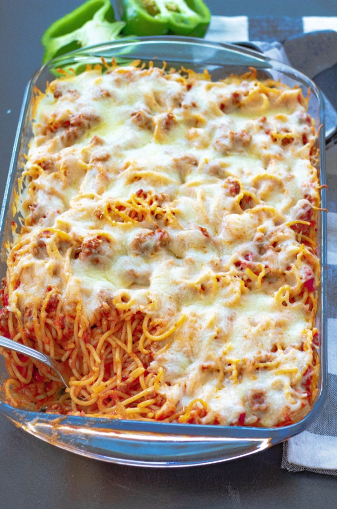 Baked Spaghetti Casserole With Sausage - This Ole Mom