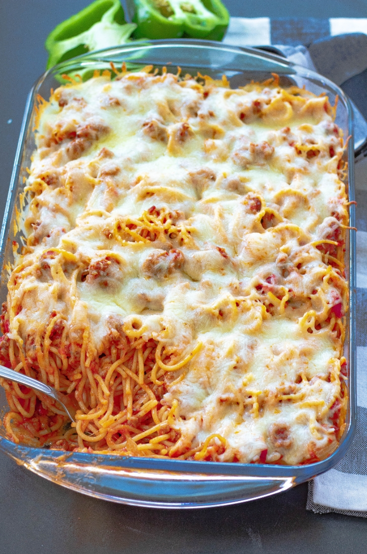 Baked Spaghetti Casserole With Sausage - This Ole Mom