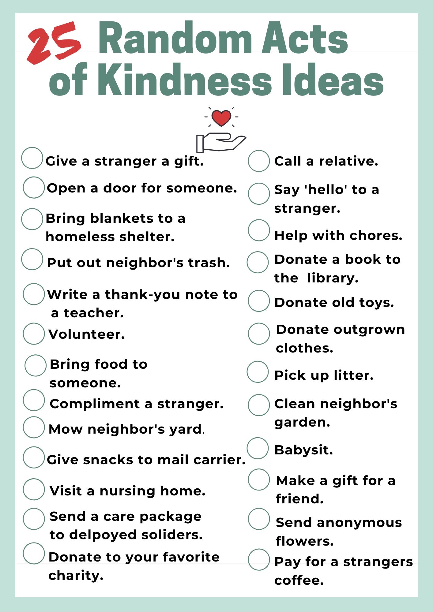 25 Random Acts Of Kindness Ideas - This Ole Mom
